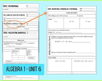 Polynomials Algebra Unit: Notes & Worksheets (Digital Download)