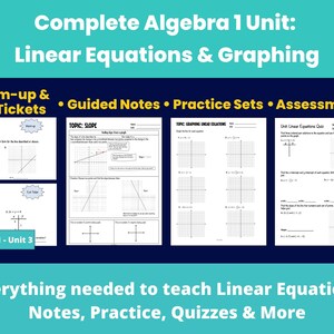 Einheit für lineare Gleichungen und grafische Darstellung | Algebra 1, Geführte Notizen (Digital)