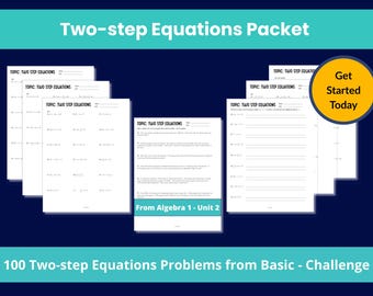 Zwei-Schritt-gleichungen Arbeitsblatt: Algebra Math Übung (PDF)
