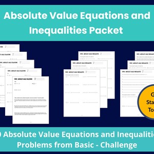 Absolute Value Equations and Inequalities Worksheets: Algebra 1 Practice (PDF)