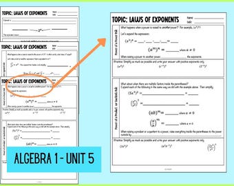 Algebra und Potenziersätze Arbeitsblätter: Geführte Notizen & Übung