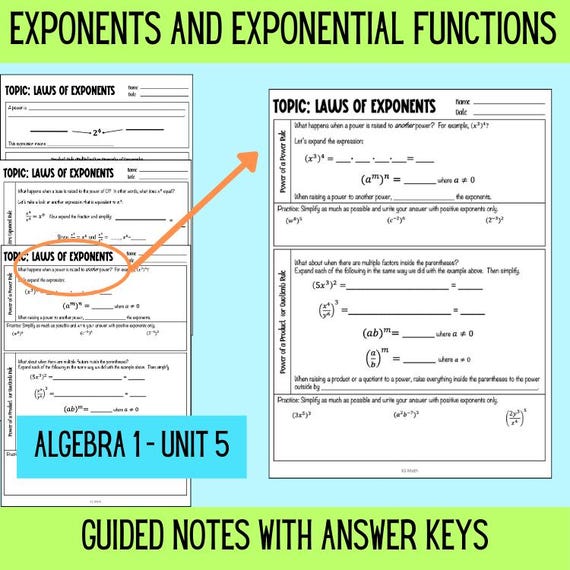 algebra laws of exponents worksheets