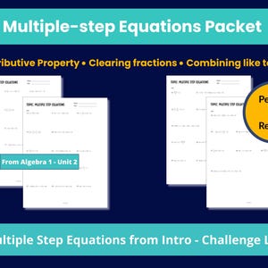 Multiple Step Equations Worksheet: Algebra & Middle School Math (PDF)