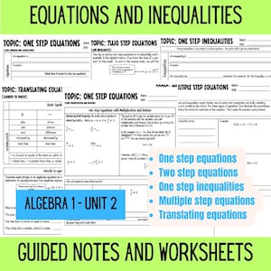 Equations and Inequalities Pre-Algebra Algebra, Math Notes and Worksheets, Complete Algebra Unit, Solving equations, Algebraic equations