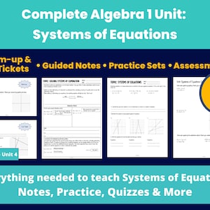 Systems of Equations Unit | Algebra 1, Guided Notes (Editable)