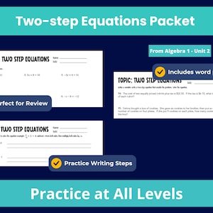 Two-Step Equations Worksheet: Algebra Math Practice (PDF) image 2