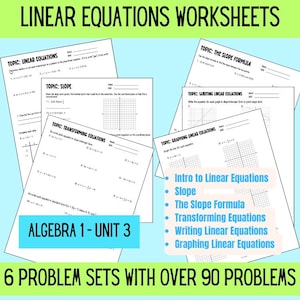 Math Worksheets Graphing Linear Equations, Multiple Representations of Linear Equations,Homeschool Middle School Math, Algebra Math Practice