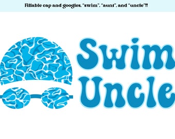 Fill your own Swim Cap and Goggles,  Swim Aunt, Swim Uncle, Swim Auntie, Swimmer Gift, Swimming, Swimmer, Swim Team