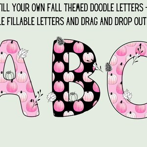 Fill your own Doodle Letters,  Transparent Letters PNG, Drag and Drop Alphaset Alphabet PNG Editable, Editable Canva Frame Design Alpha