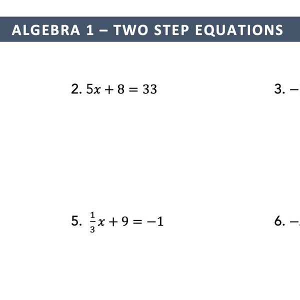 Homeschool Math, Middle School Math, Math Practice, Math Worksheet, Algebra, Algebra Worksheet, Solving Equations, Two Step Equations