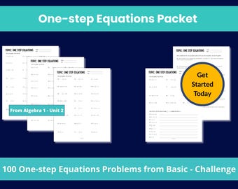 One Step Equations Worksheet: Algebra Math Practice (PDF)