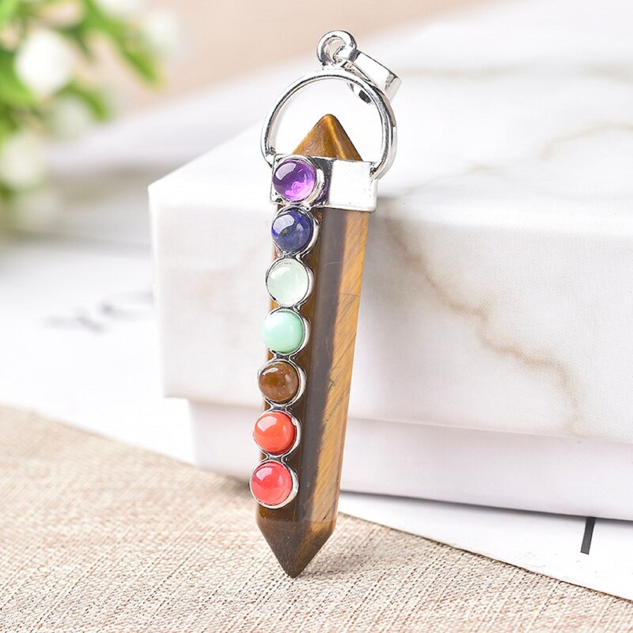 7 Chakra Amethyst Healing Crystal Point Pendent For Healing Etsy