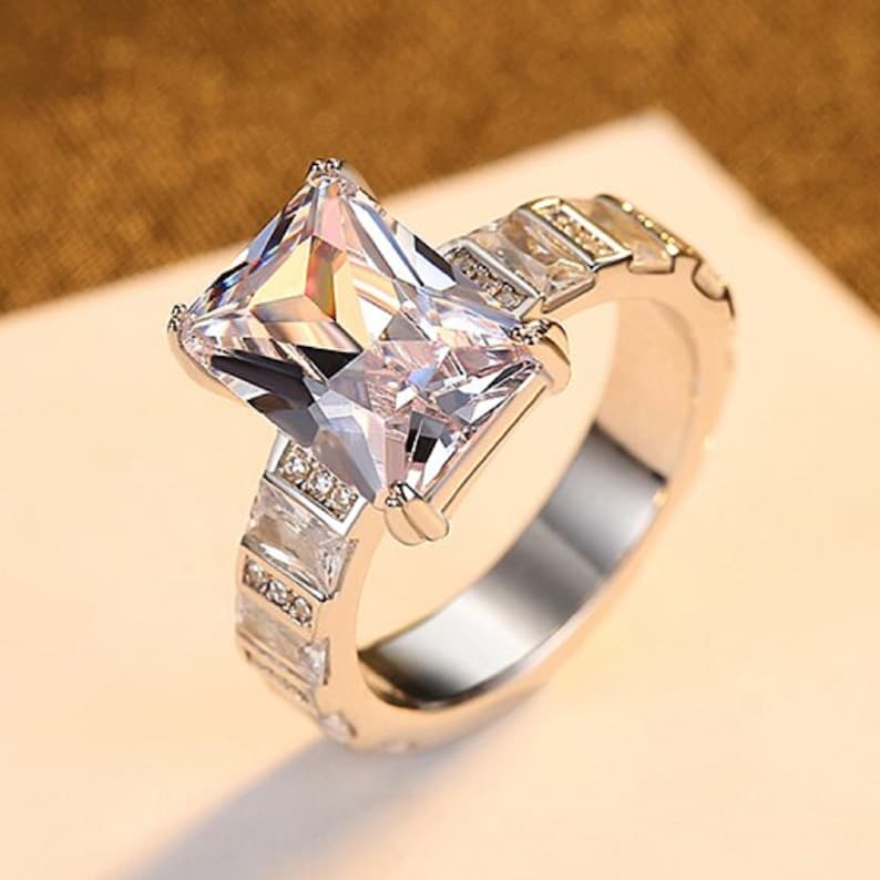 925 Sterling Silver Square Cubic Band Ring with Cubic Zirconia Stone For Women Engagement Gifts Mother/'s Day Gifts By MarkaJewelry