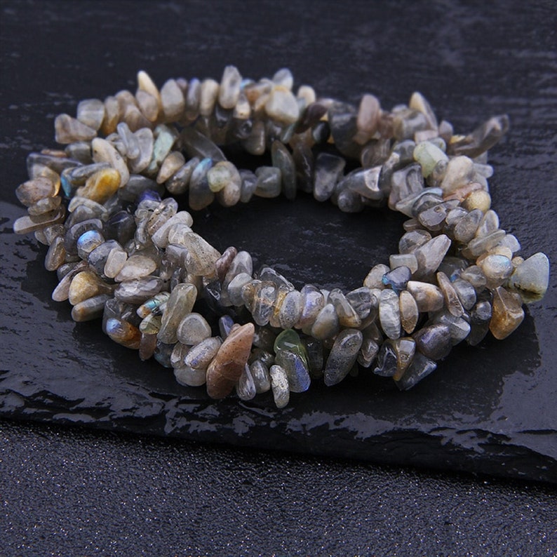 Labradorite Gemstone Chips Beads Crystal Gemstone Chips Necklace Freeform Chips For Jewelry Making 15 Inch Strand By MarkaJewelry