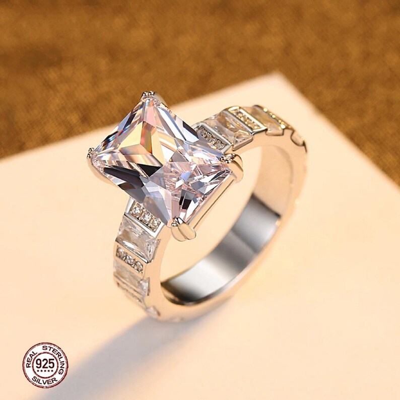 925 Sterling Silver Square Cubic Band Ring with Cubic Zirconia Stone For Women Engagement Gifts Mother/'s Day Gifts By MarkaJewelry