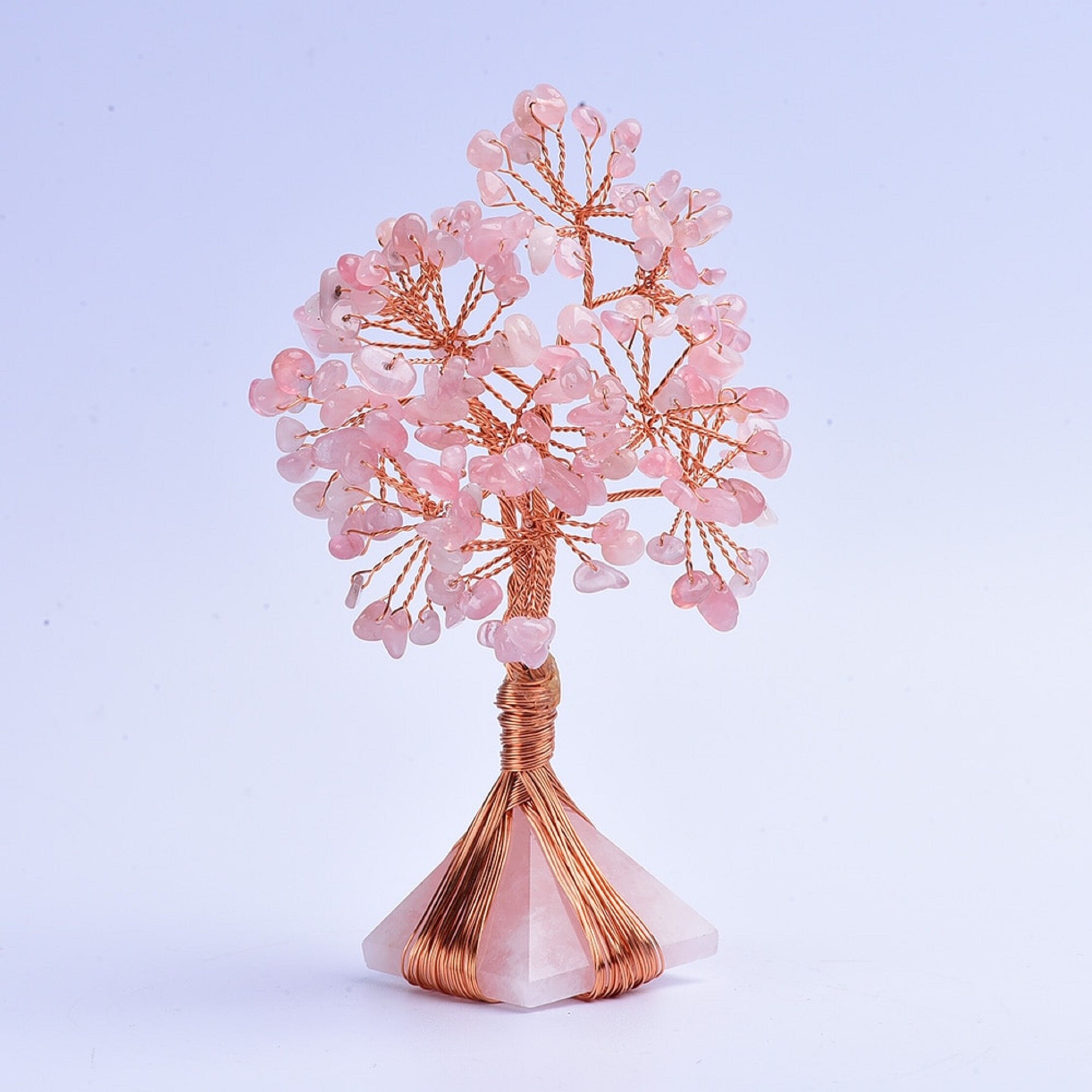 Crystal Money Tree With Rose Quartz Crystal Pyramid Lucky Tree Etsy