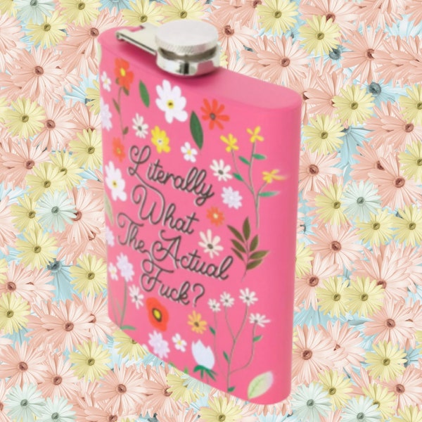 Rose Floral Slogan Hip Flask 8oz