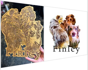 Custom Pet Collage Portraits: Laser-Cut Birch Wood Artwork from Your Furry Friend’s Photos