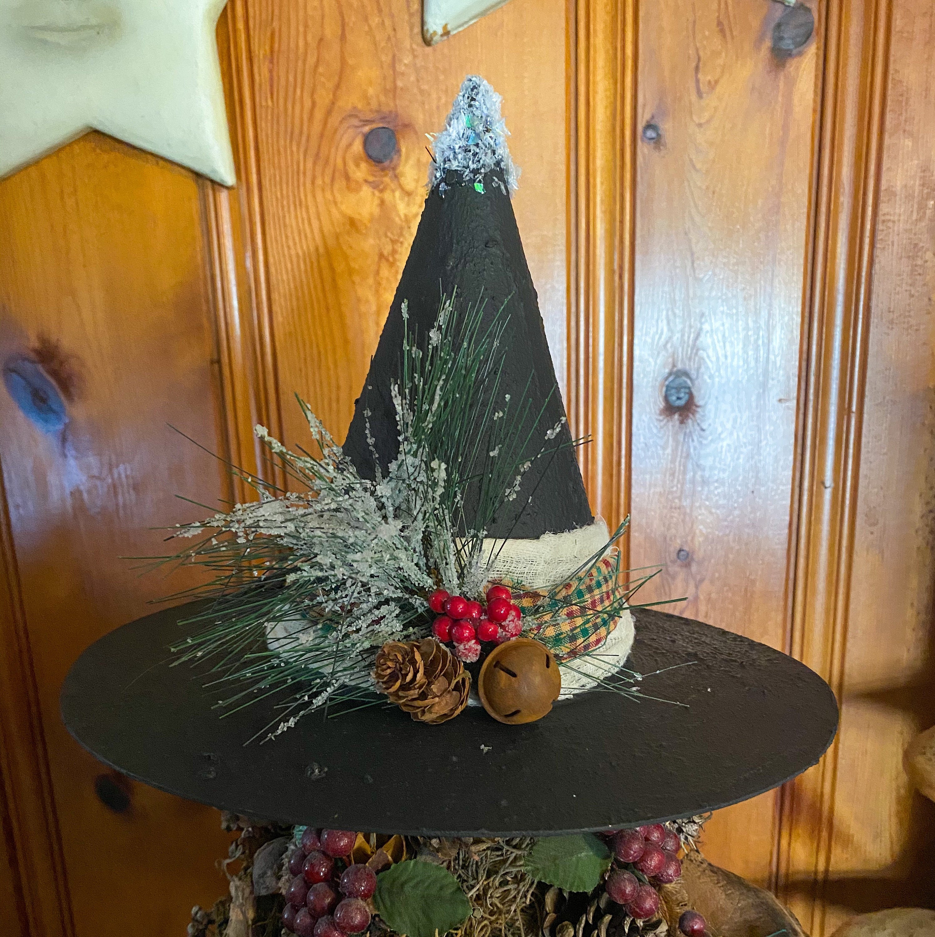 Limited Edition Snowy Yuletide Witch Hat, Tree Topper, Glittery Witch