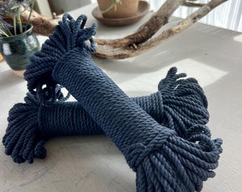 Corda in macramè indaco: 5 mm, 30 m, corda in cotone riciclato