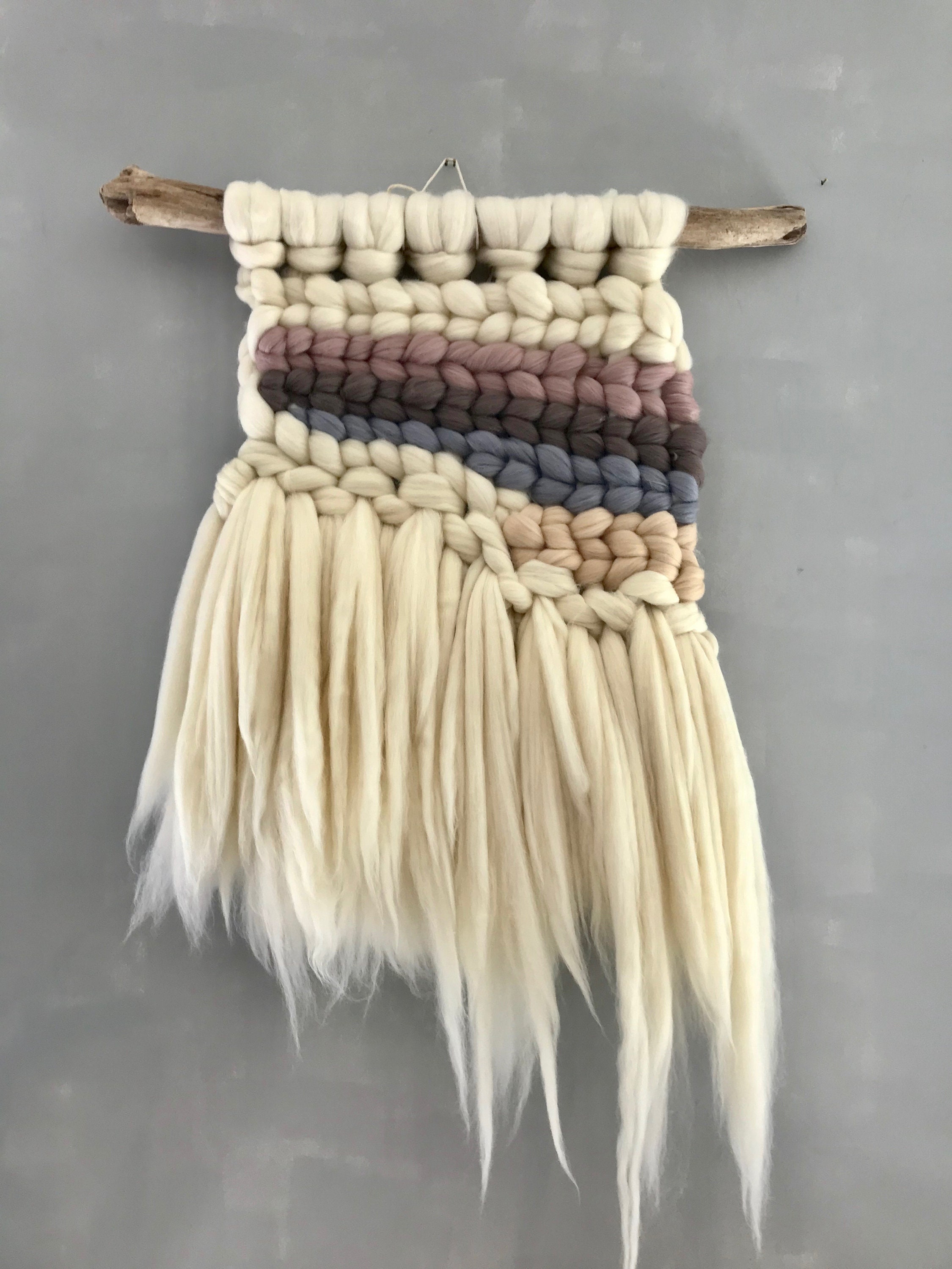 Textural Weaving Wall Hanging: Boho Tapestry, Driftwood Decor (30x40)