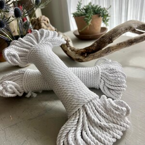 5mm - 3-Ply Macrame Cord -100 feet Recycled Cotton Rope bundles macrame cord DIY plant hangers and wall hangings *bright white color*