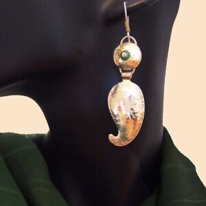 Gold leaf dangle earrings, Gold &Green dangle earrings, Organic earrings, Nature gold earring, Ethnic dangle earring, Bohemian gold earrings image 8