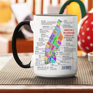 Personalized Mug - Manhattan Neighborhood Etymologies Map Mug - NYC - New York Mug - The Big Apple - Best Selling Gifts - New Yorker - NY