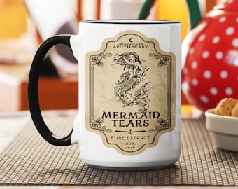 Mermaid Tears Apothecary Label Mug - Coffee Mug - Mermaid Mug - Gift Mug - Vintage Apothecary Label - Mermaid Gifts - Funny Gift Mugs - Sea