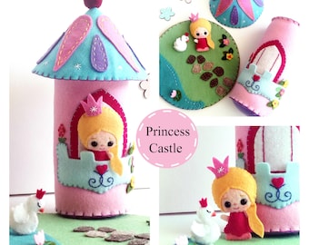 Princess Castle. Felt toy sewing pattern. Felt doll pattern. Felt playset. Fairytale pattern. Softie pattern