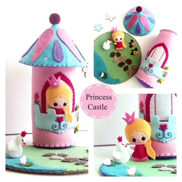 Princess Castle. Felt toy sewing pattern. Felt doll pattern. Felt playset. Fairytale pattern. Softie pattern