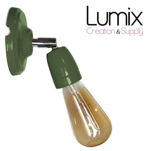 Adjustable wall light lamp in green porcelain and chrome metal