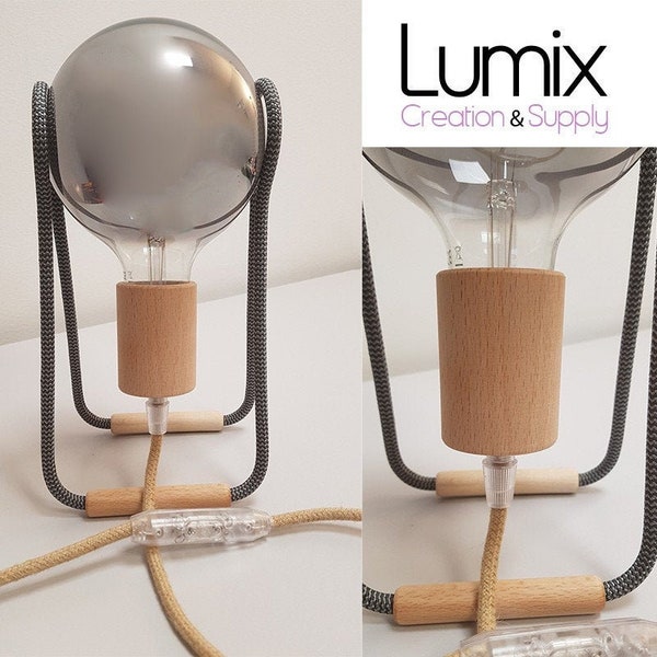 Lampe à poser Alesio - Ampoule globe G125 Smoky 220 Volts-E27-220V-5W max-classe 2