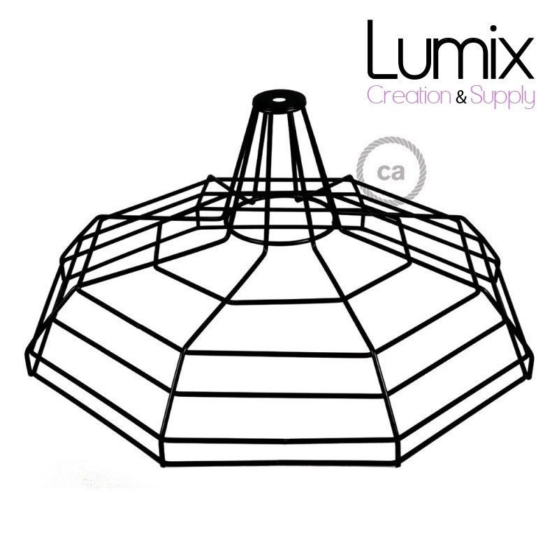 Abat-Jour Cage Xl Sonar Métal Noir avec Douille E27 - Abat-Jour Vendu Seul