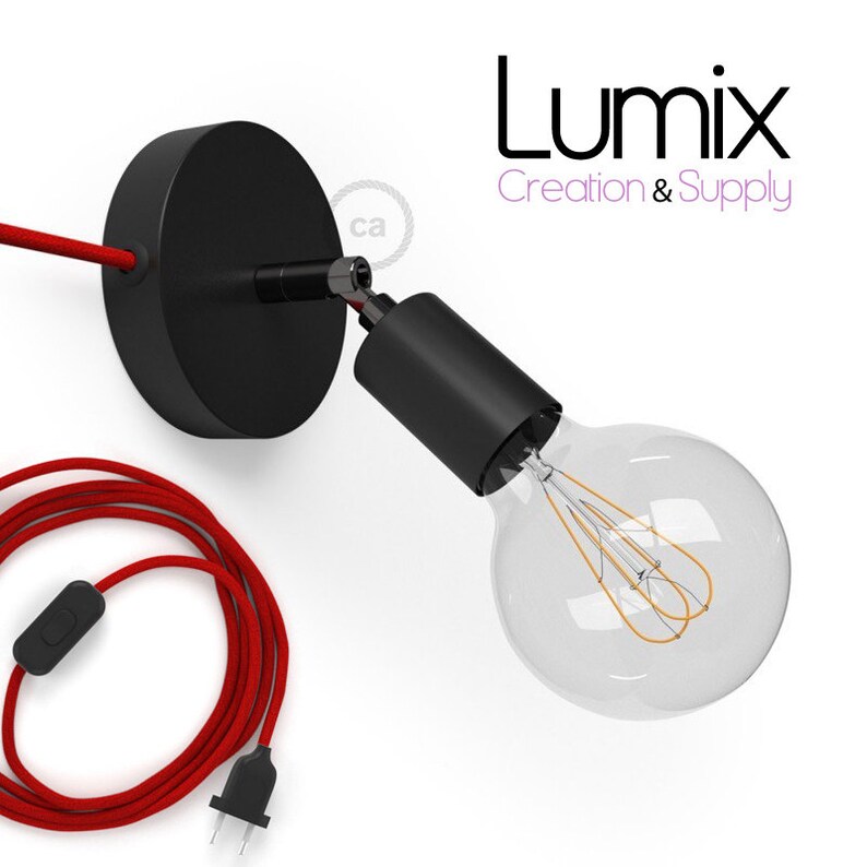 Textile cable with switch Bring light to where you need it Adjustable spotlight to plug into power outlet