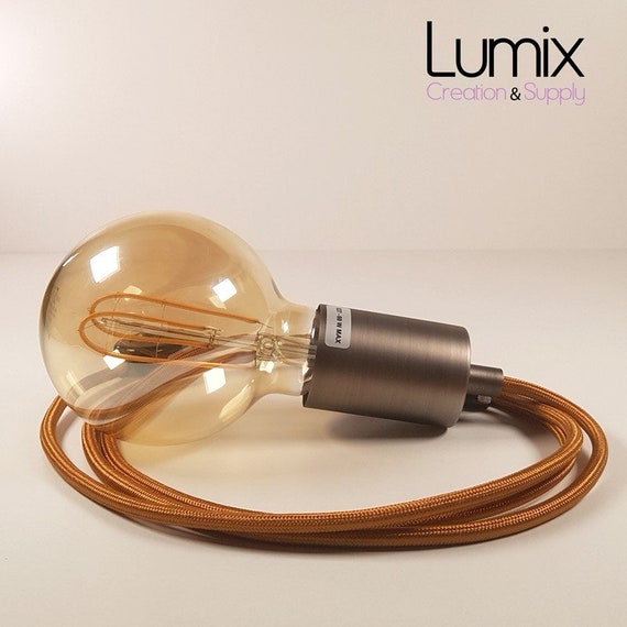 Suspended Lamp Socket Holder Smooth Metal Satin Stainless Steel