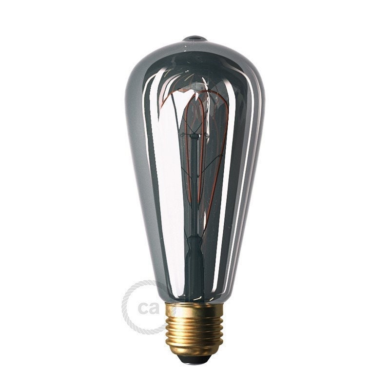 Ampoule Smoky Led Edison St64 Filament Courbe à Double Loop 5W E27 Dimmable 2000K