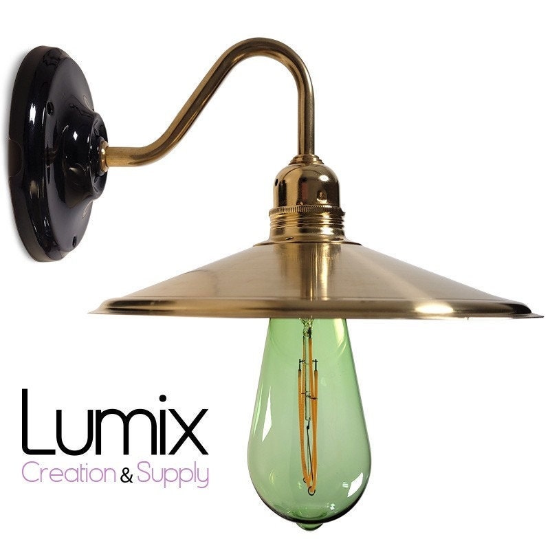 Applique Laiton Col de Cygne et Abat-Jour Coupole 23 cm Diamètre