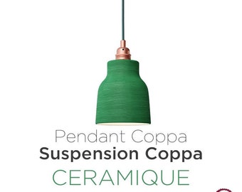 COPPA pendant lamp in ceramic vase shape with leaf green finish