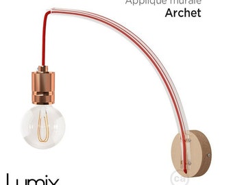 ARCHET wall light lamp with modern metal socket with ring for lampshade mounting - textile cable