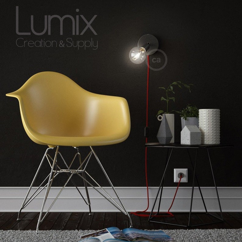Textile cable with switch Bring light to where you need it Adjustable spotlight to plug into power outlet