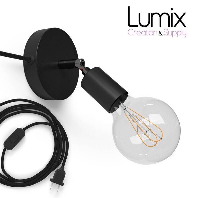 Textile cable with switch Bring light to where you need it Adjustable spotlight to plug into power outlet