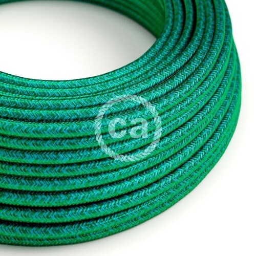 Lamp suspension DISCUS Green Emerald disc metal painted white and varnished - emerald green shops textile cable