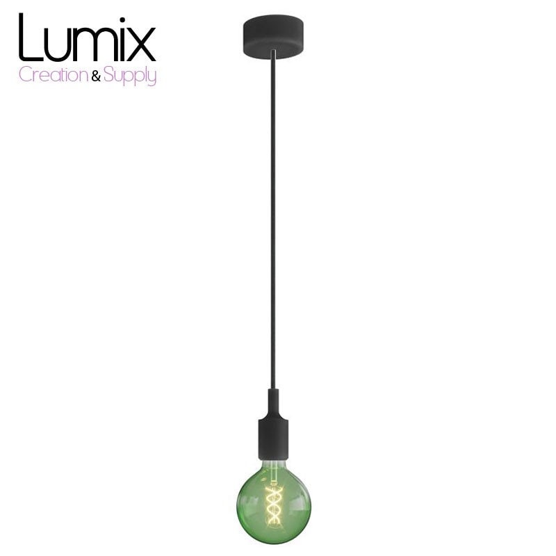 Suspension Simple Porte-Douille et Rosace Silicone Noir