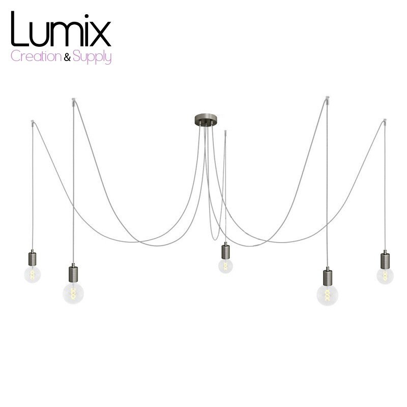 Suspension Multiple Octopus 5 Finition Inox Satiné Prestige - Câble Textile Souple