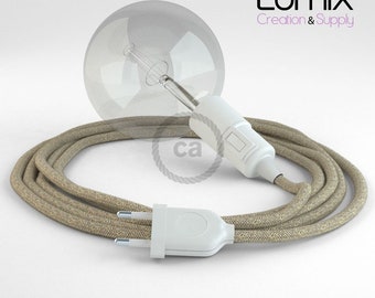 Portable lamp with NEUTRAL LINEN textile cable, thermoplastic socket with integrated switch