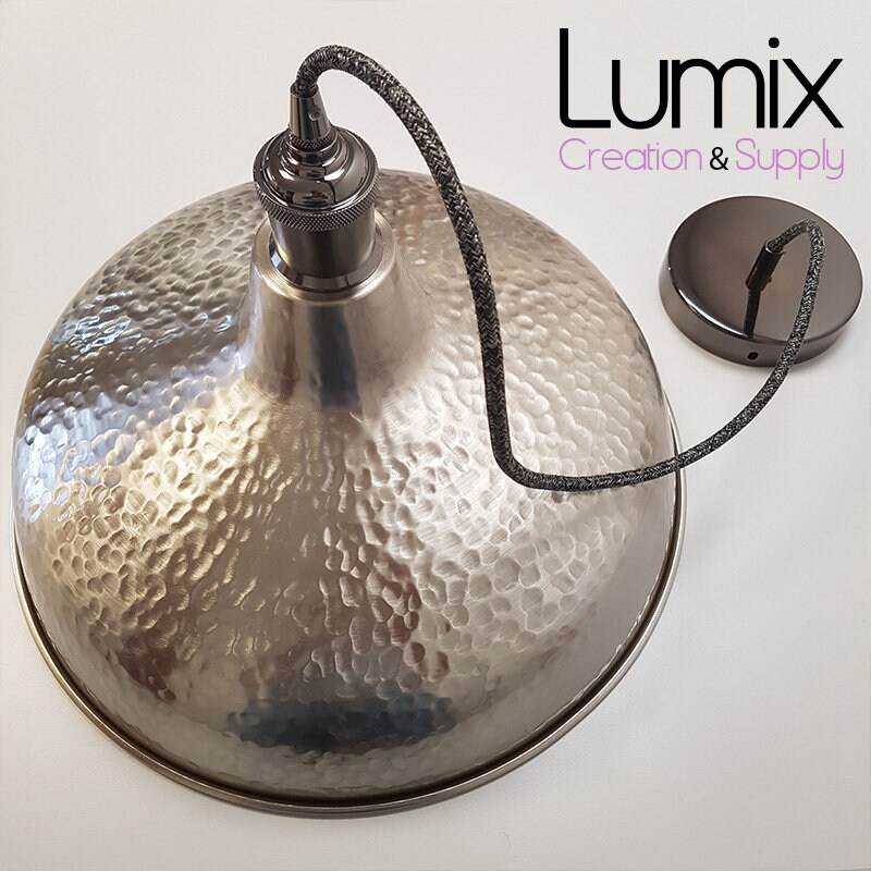 Suspension Abat-Jour Métal Martelé Style Bistrot - Modèle Couleur Bronze