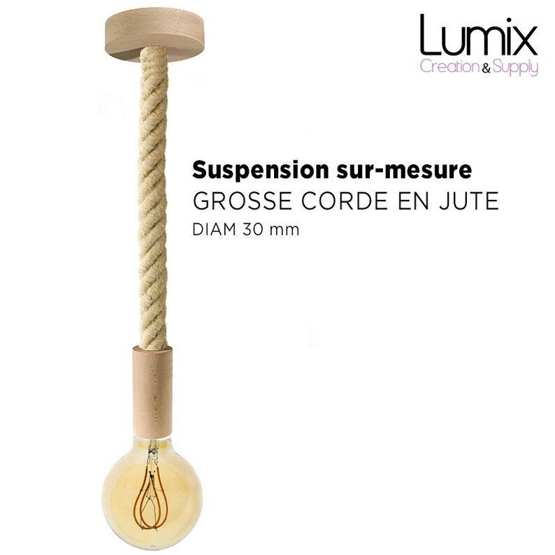 Custom-made mount Large rope 30 mm jute diameter suspension