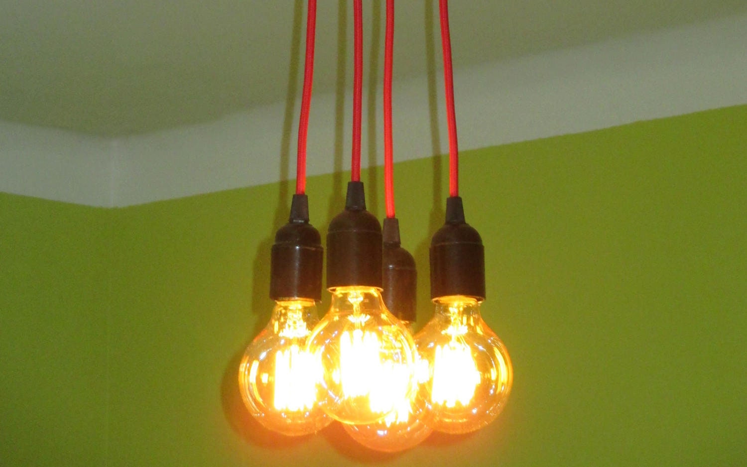 Luminaire Suspension Grappe 4 Lampes à Personnaliser - Choix Douilles E27 Bakélite, Rosace Plafond e