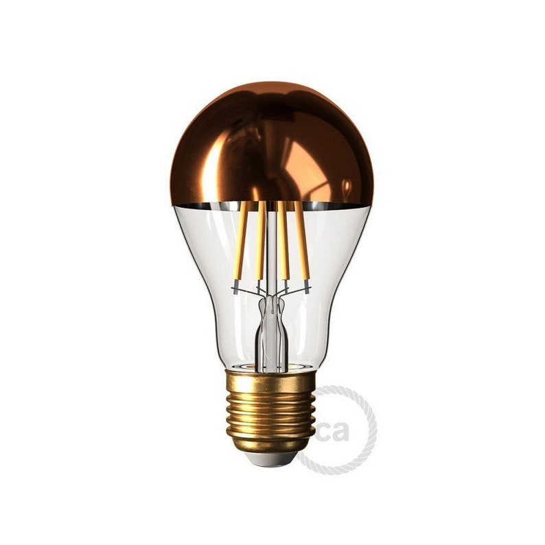 LED 【国内配送】 Bulb Drop A60 Half Copper 全国総量無料で Sphere E27 7W Dimmable 2700K